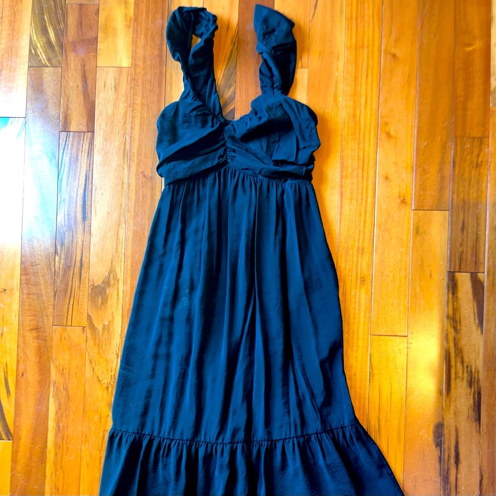 Gap ruched Tiered Midi dress black
